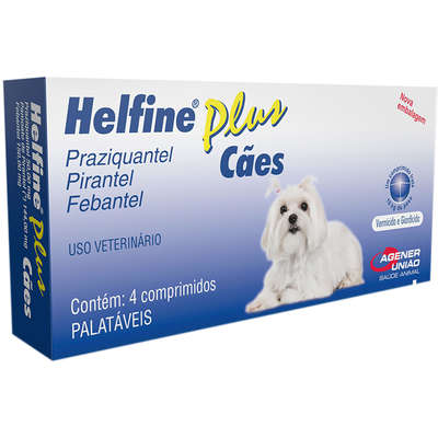 Helfine Plus Vermífugo Cães 10 kg 4 Comprimidos