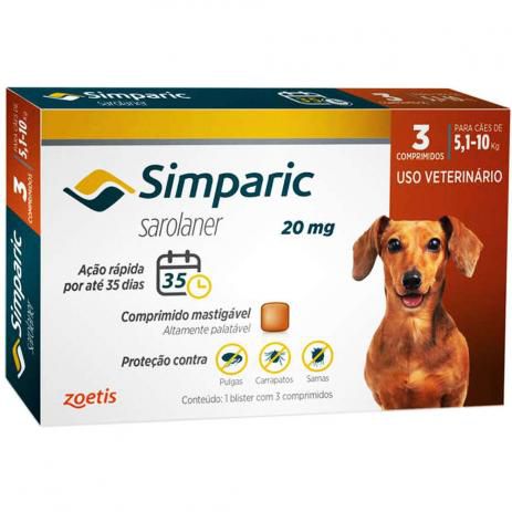 Simparic 20 mg 5 a 10 Kg 3 Comprimidos