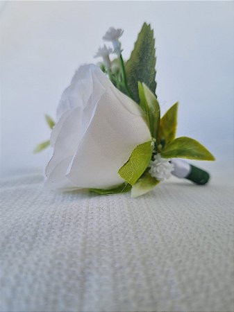 🌿 Lapela Clássica Branca com Rosa 🌿