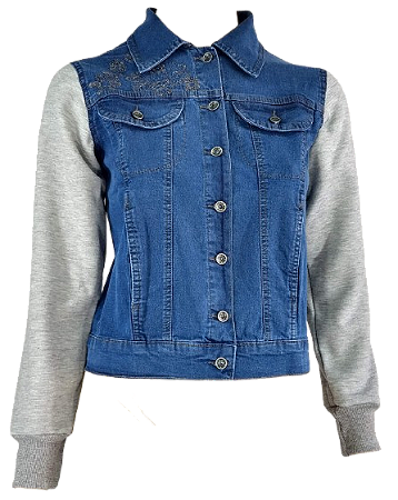 6524 JAQUETA JEANS LYC DONNA BORDADA - MANGA MOLETON