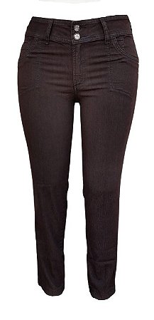 52178-Calça Cigarrete Jeans Black plus size Euptionjeans=Marrom