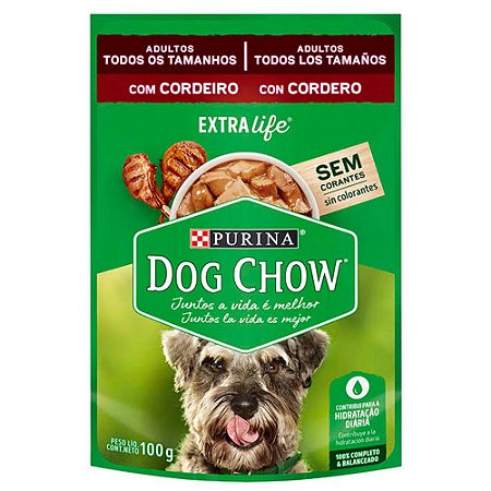 Ração Úmida Dog Chow Para Cães Adultos Cordeiro Sachê 100g