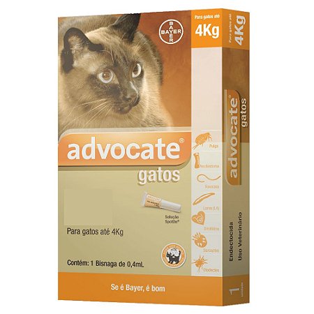 Advocate para Gatos até 4kg Antipulgas e Carrapatos 0,4ml