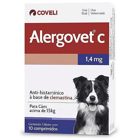 Antialérgico e Anti-inflamatório Alergovet C 1,4mg 10 Comprimidos - Coveli