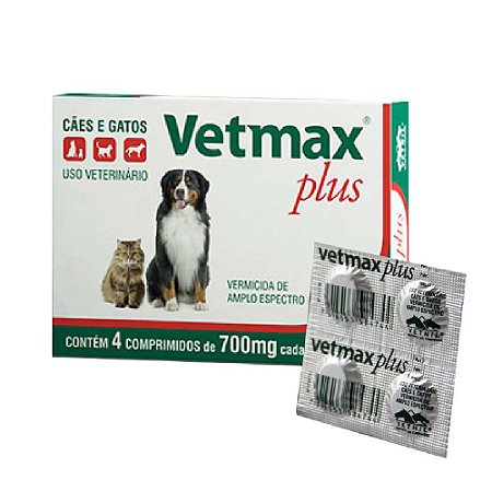Vermífugo Vetmax Plus 4 Comprimidos Cães e Gatos - Vetnil