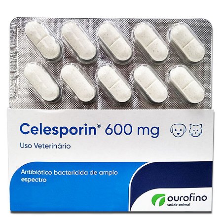 Antibiótico Celesporin 600mg - 10 Comprimidos Cartela Avulsa + Bula - Ourofino