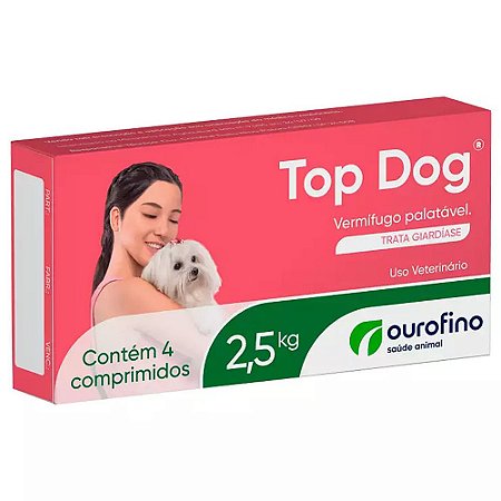 Vermífugo Palatável Top Dog 2,5kg 4 Comprimidos - Ourofino
