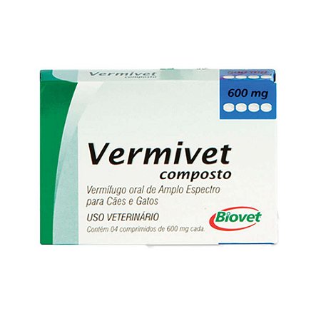 Vermífugo Vermivet Composto 10kg 4 Comprimidos - Biovet