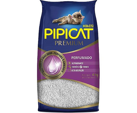 Areia Higiênica Pipicat Premium Perfumada 4kg - Kelco
