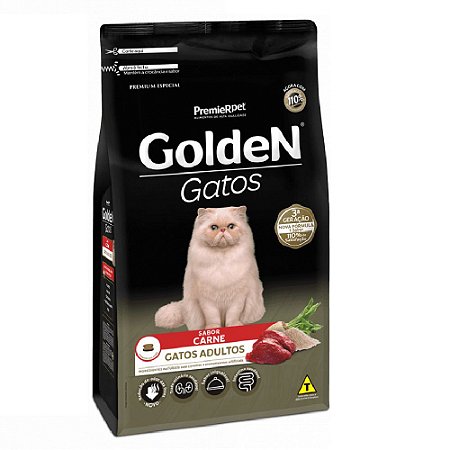 Ração Premium Especial Golden Gatos Adultos Sabor Carne 10,1kg - PremierPet