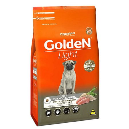 Ração Premium Especial Golden Fórmula Light Cães Adultos Raças Pequenas Sabor Frango e Arroz Mini Bits 1kg - PremierPet