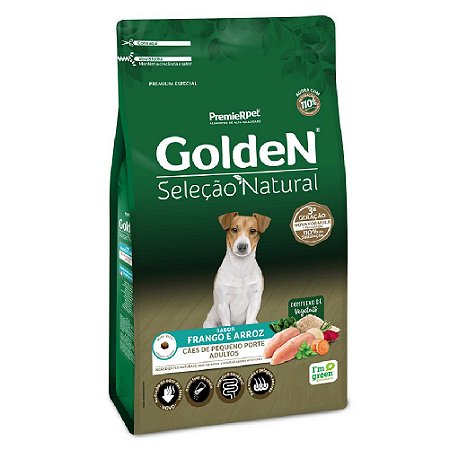 Ração Premium Especial Golden Cães Seleção Natural Adultos Raças Pequenas Sabor Frango e Arroz 1kg - PremierPet
