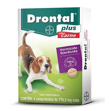 Vermífugo Drontal Plus 10kg Sabor Carne 4 Comprimidos - Elanco