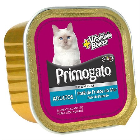 Ração Úmida Primogato Premium Patê Gatos Adultos Sabor Frutos do Mar 150g - Hercosul