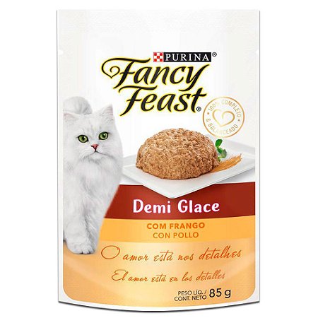 Ração Úmida Fancy Feast Sachê Gatos Adultos Demi Glace Sabor Frango 85g - Purina
