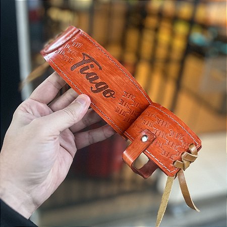Cinta Couro de Boi com Porta Copo quadrado ou Redondo Personalizado - Téres House