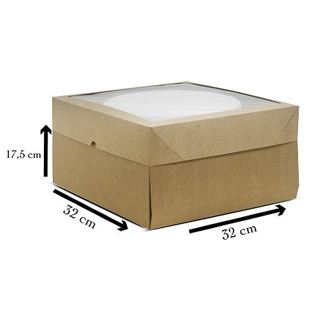 Caixa para Bolo com Visor (32x32x17,5 cm) - 20 Unidades