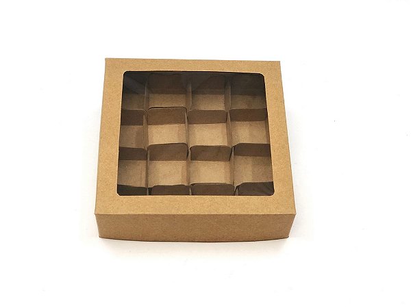 Kit de caixa com visor VC15 + Forminhas (15x15x4 cm) - embalagem com 20