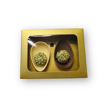 Caixa para Ovo de Páscoa de Colher com Visor (14x11x5 cm) + berço 2x50g - 20 Unidades