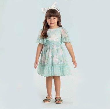 vestido verde com flores