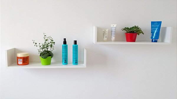 KIT COM 02 PRATELEIRAS 66CM FORMATO "U" EM MDF - SB