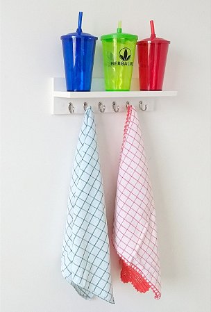 PRATELEIRA MULTIUSO EM MDF COM GANCHOS 35X10X10CM - EVS