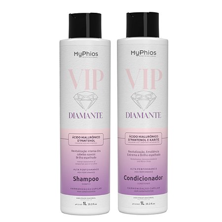 Kit Shampoo e Condicionador 1L VIP DIAMANTE MyPhios Professional - MyPhios  - Marca de cosméticos profissionais. A melhor loja on line de produtos de  qualidade e preço justo