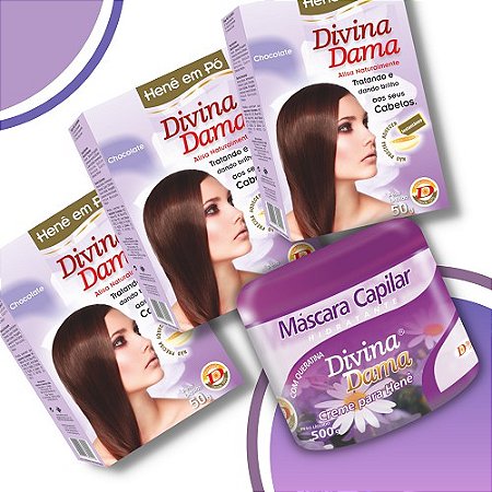 Henê Divina Dama 50gr Chocolate Kit C/3un + Creme Ativador