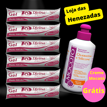 Henê Divina Dama Médio 180gr Bisnaga 06 unidades