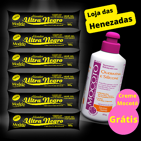 Henê Alisador Ultra Negro Forte 180gr Bisnaga 06 unidades