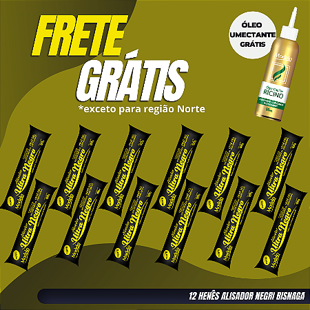Henê Alisador Ultra Negro Forte 180gr Bisnaga 12 unidades