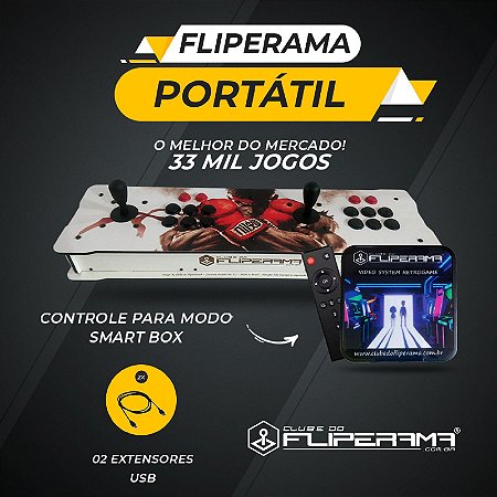 Kit Fliperama Portátil - Duplo, Zero Delay, Sistema Tradicional de Micros, 33 mil Jogos e Sistema SmartBox!