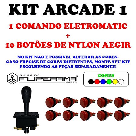 Kit Arcade com 1 Comando Matic + 10 Botões Aegir