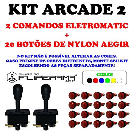 Kit Arcade com 2 Comandos Matic + 20 Botões Aegir