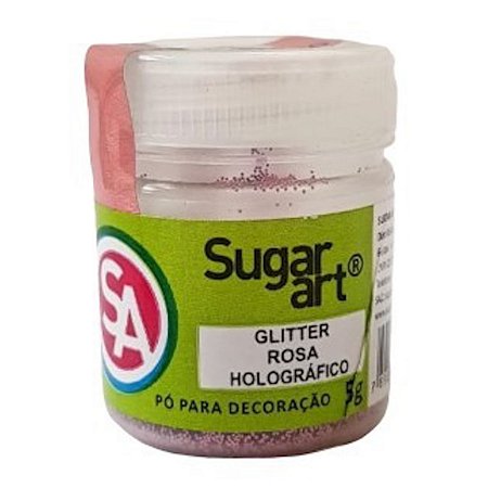 Glitter Para Decoracao Sugar Art 5g Rosa Holografico