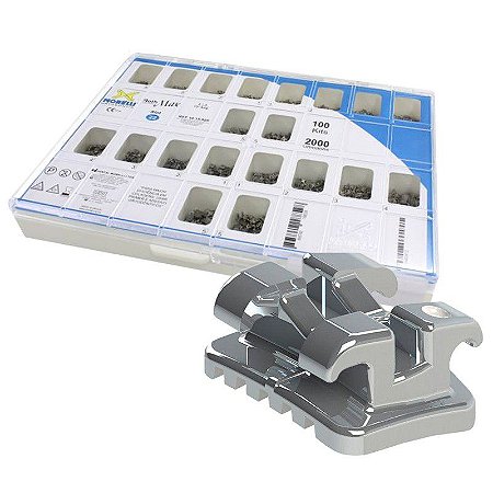 Kit de Bráquetes 100 casos Prescrição Roth Max .022" Can. 9° Ang. Gancho Can./Prés
