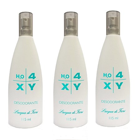 Kit com 3 Desodorantes H2O 4xy 115ml Lacqua di Fiori