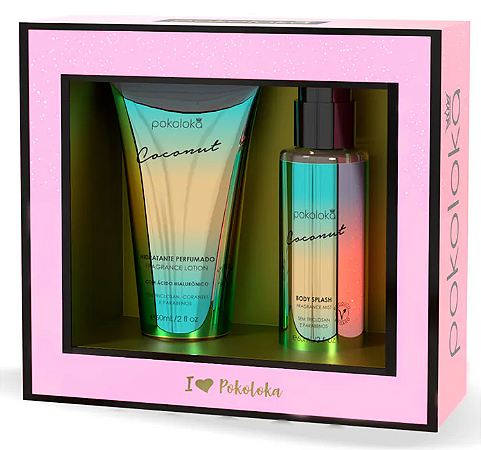 Kit PokoSecret Coconut  Body Splash 60ml e Hidrat 60ml Pokoloka