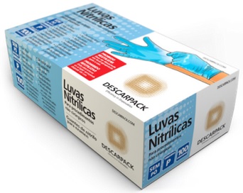 Luva Nitrílica Azul S/Pó Azul - Descarpack