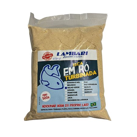 Isca em Pó para Pesca Turbinada Milho Verde Lambari
