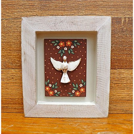 Quadro Divino Espírito Santo Moldura Patinada 19cm C (S)