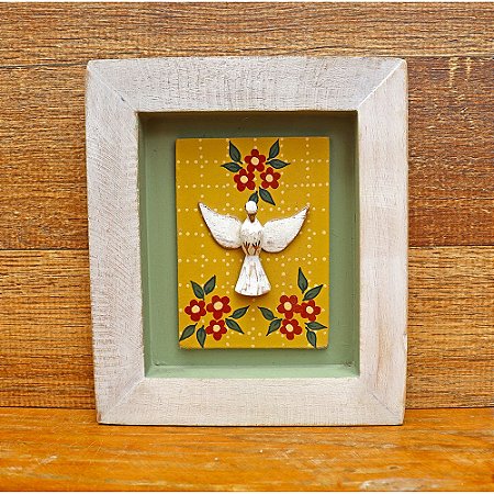 Quadro Divino Espírito Santo Moldura Patinada 19cm D (S)