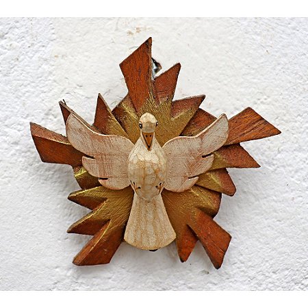 Divino Espírito Santo em Madeira Luxo Marrom C 10cm (S)