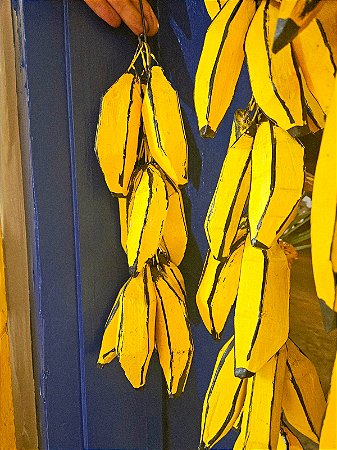 Penca de Bananas Decorativa de Madeira com 10 Bananas   100% Artesanal. Artesanato Mineiro