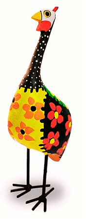 Galinha Pintada em Madeira - Patchwork