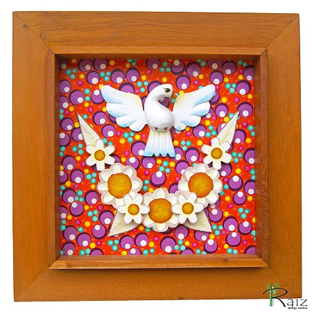 Quadro Divino Espírito Santo Madeira Natural 45cm C (L) (c)