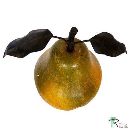 Fruta Decorativa de Mesa Pera de Madeira e Ferro (L) (c)