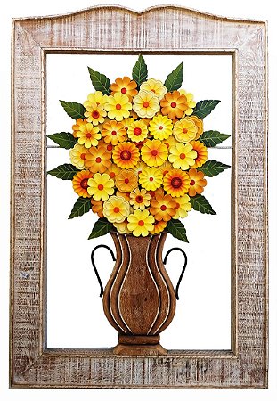 Quadro Vaso de Flores Amarelas Linha Luxo 105 X 70 cm (S)