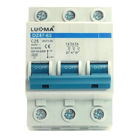 Disjuntor Din Tripolar Curva C  Lukma