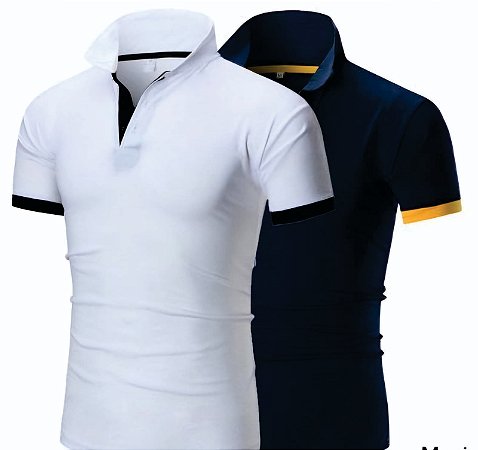 CAMISA POLO personalizada com cores diferentes na gola, punhos e peitilho interno.